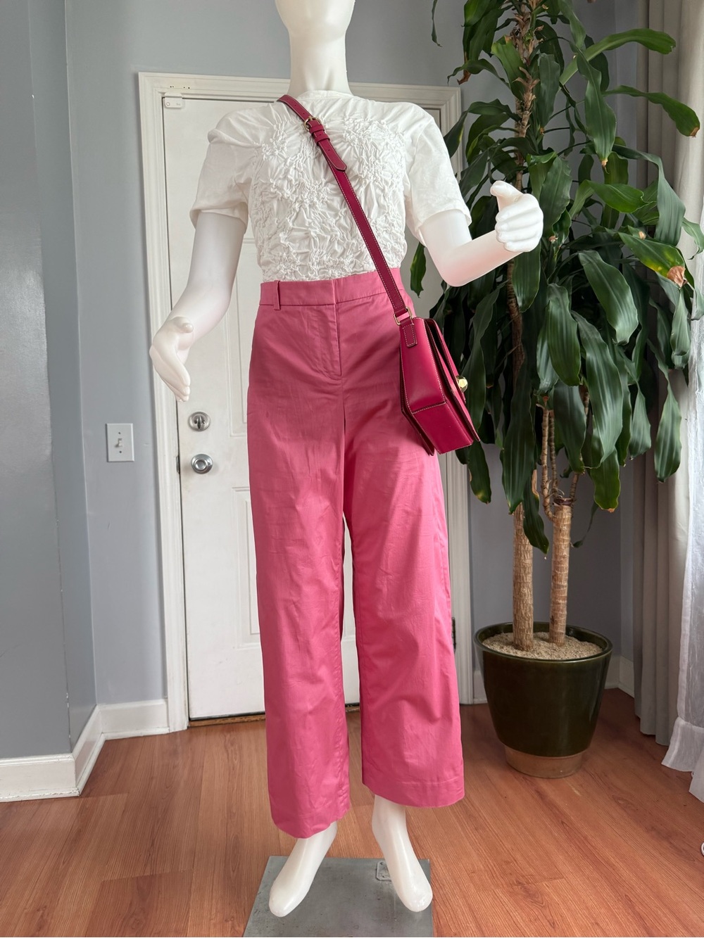 J. Crew Pink Wide-Leg Cotton Trouser Pants - Size 8